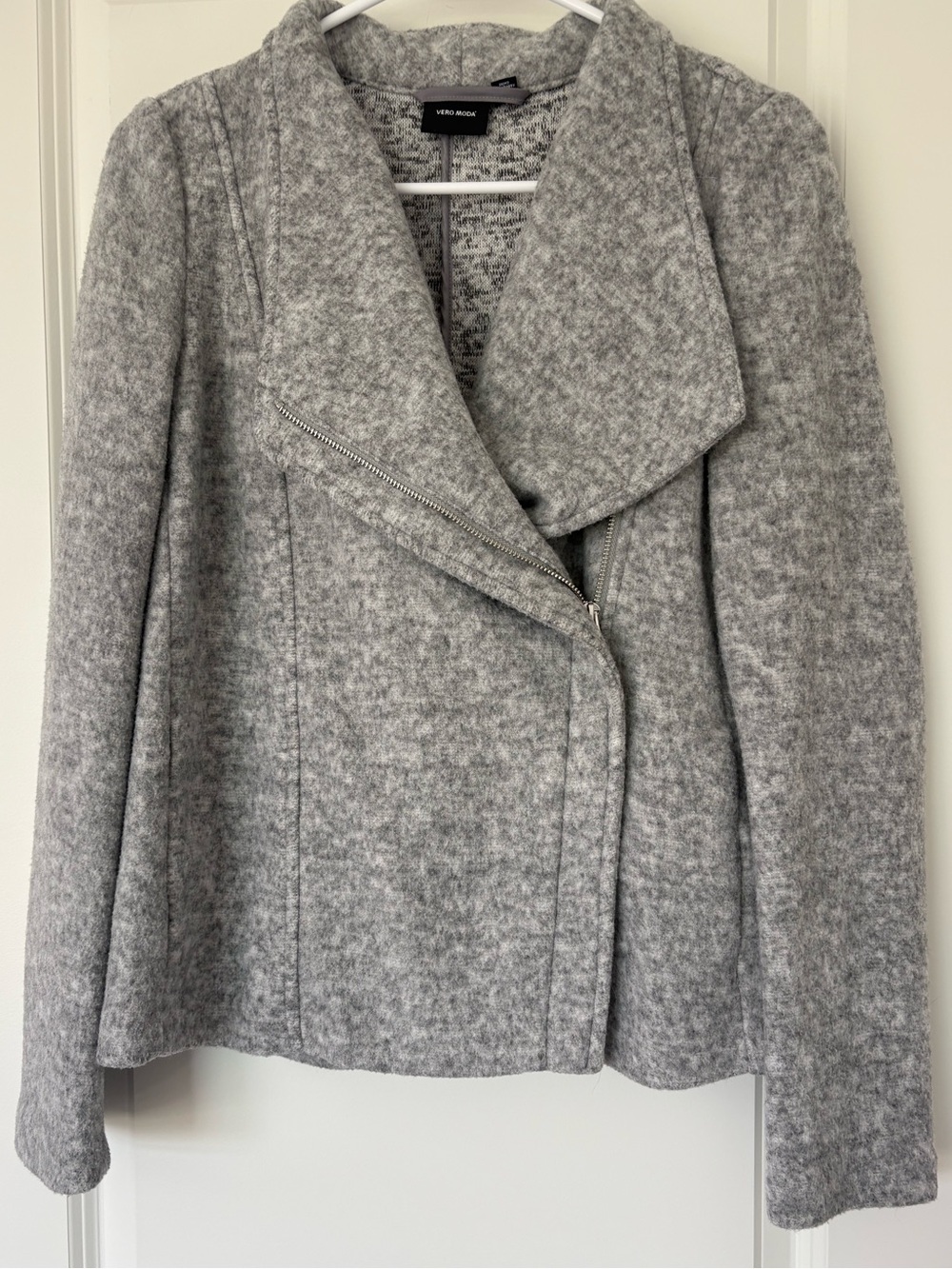 Vero Moda Gray Katrine Brushed Biker Moto
  Jacket - Size Small